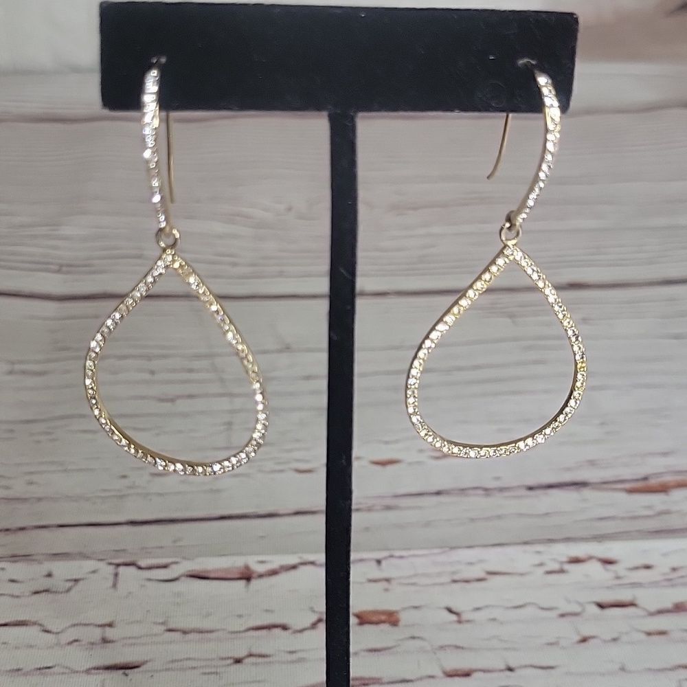 Rhinestone Dangling Large Hoops - Picture 5 of 5
